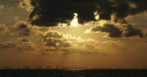 Photo of Sunset behind Miami Skyline